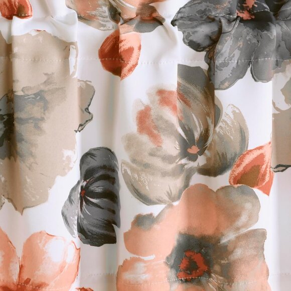 Leah Floral Light Filtering Valance, 52" W x 18" L, Coral & Gray - Valances for - Picture 4 of 8